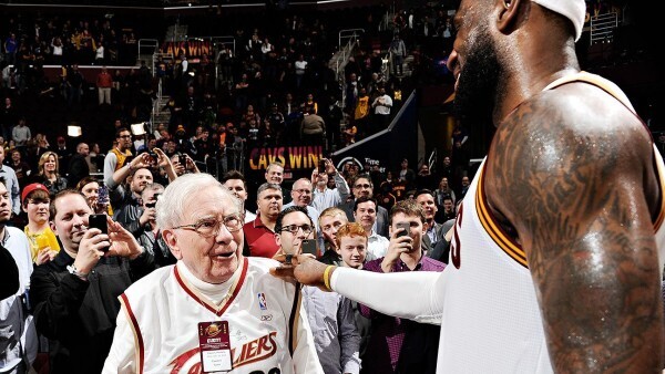 LeBron James and Warren Buffett after a Cleveland Cavaliers Game